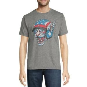 Way to Celebrate Patriotic Graphic T-Shirt Men’s L (42-44) USA Tiger Helmet Gray